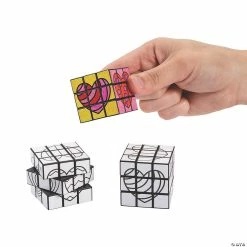 Color Your Own Mini Valentine Puzzle Cubes - 12 Pc.