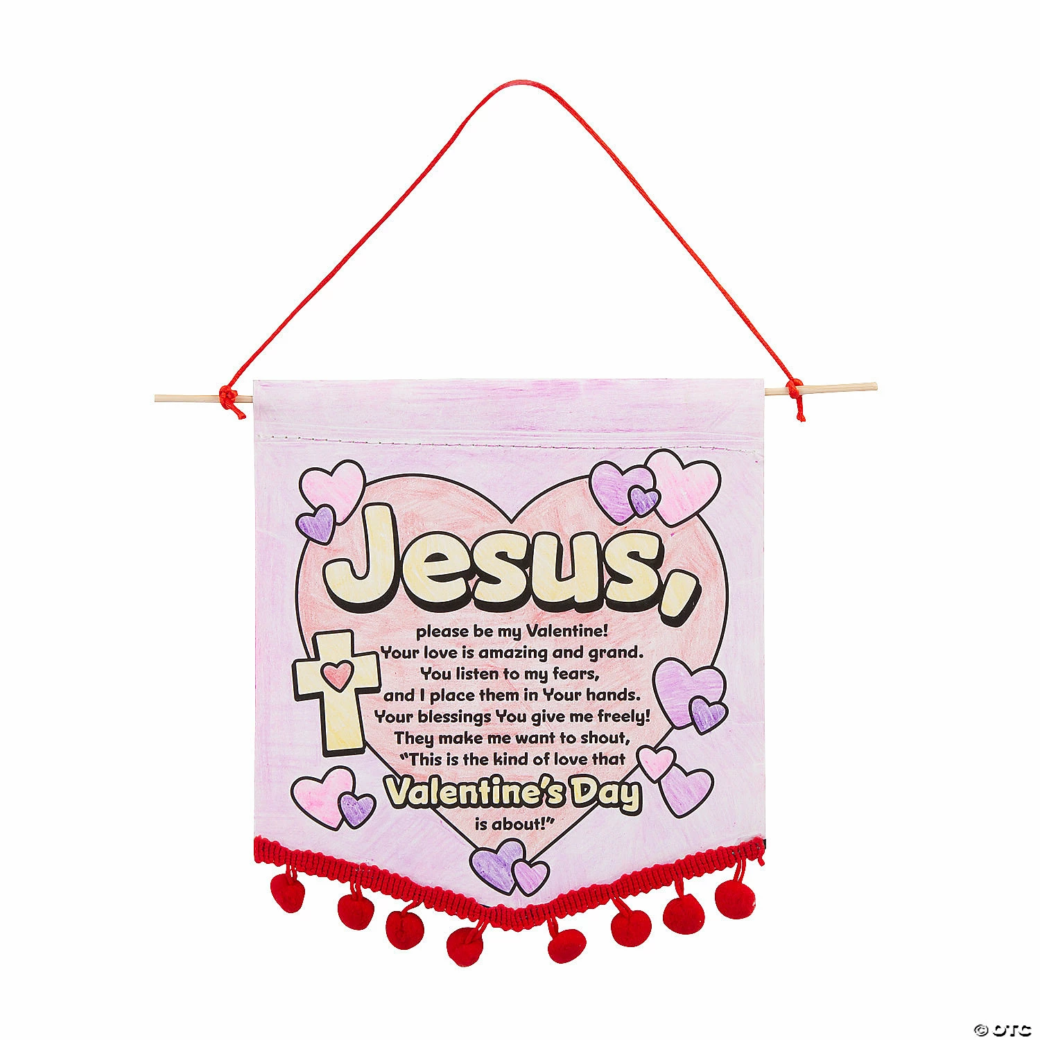 Color Your Own Valentine Prayer Banners with Pom-Pom Trim - 12 Pc. - Image 3