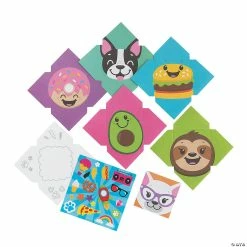 Fold and Seal Cartoon Animal and Food Note Cards - 36 Pc.