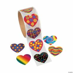 Funky Heart Sticker Roll - 100 Pc.