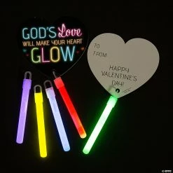 Glow Sticks Valentine Exchanges with Religious Card for 12