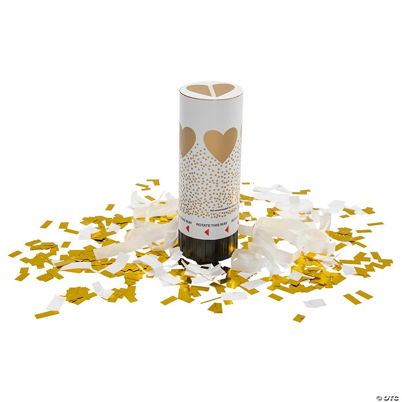 Gold Heart Confetti Party Poppers - 12 Pc.