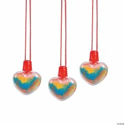 Heart Sand Art Bottle Necklaces - 12 Pc.