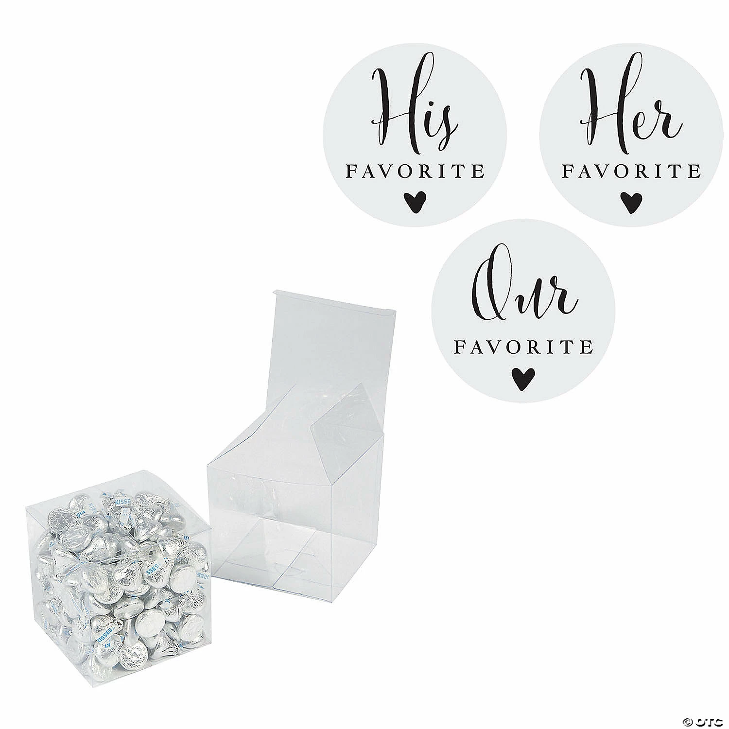 His, Hers, Ours Favor Sticker Kit with Boxes for 144