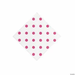 Hot Pink Polka Dot Beverage Napkins - 16 Pc.