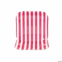 Hot Pink Striped Square Paper Dessert Plates - 8 Ct.