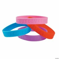 Jesus Loves Me Rubber Bracelets - 24 Pc.