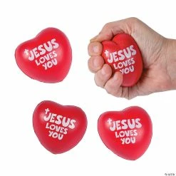 Jesus Loves You Heart Stress Toys - 12 Pc.
