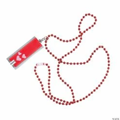 LED Valentine Flashlight Beaded Necklaces - 12 Pc.