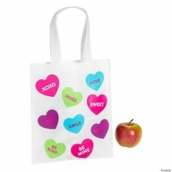 Medium Conversation Hearts Laminated Tote Bags - 12 Pc.