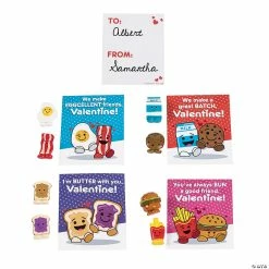 Mini Food Characters Valentine Exchanges with Card for 12