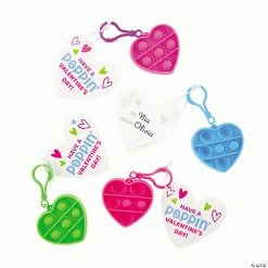 Mini Heart Lotsa Pops Keychain Valentine Exchanges with Card for 12