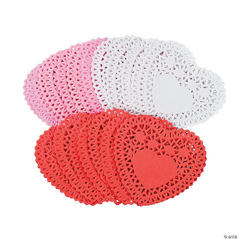 Mini Valentine Heart Doilies - 100 Pc.