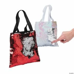 Mini Valentine’s Day Reversible Sequins Tote Bags - 12 Pc.