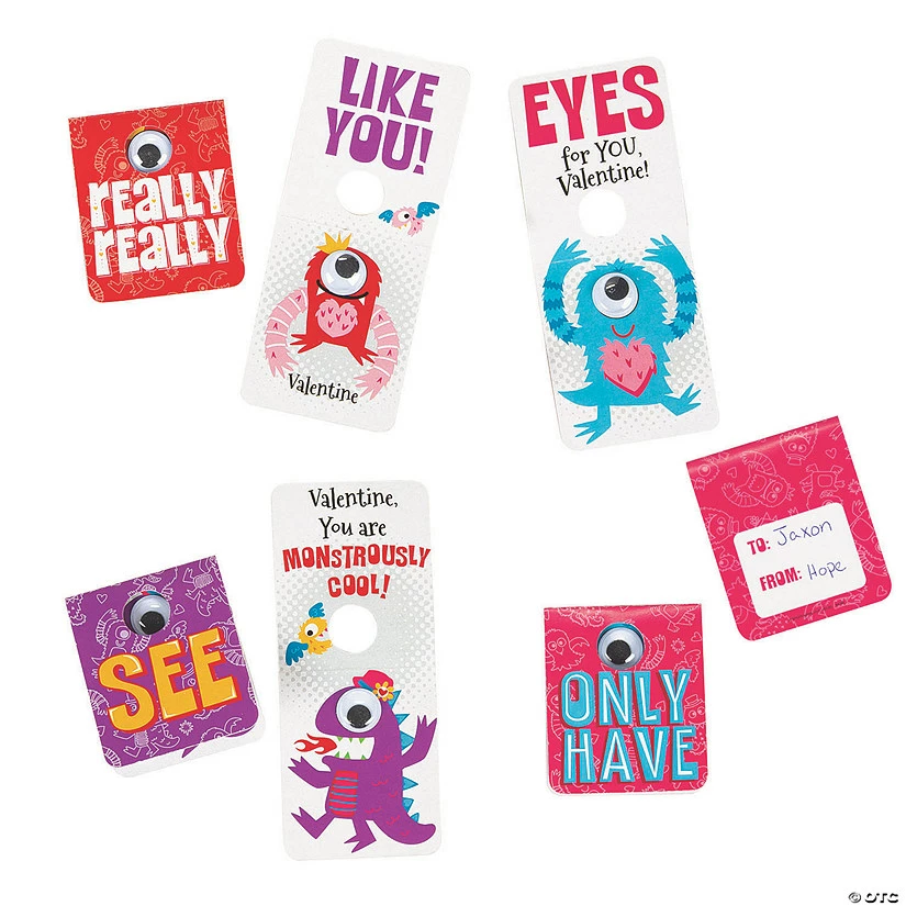 Monster with Googly Eye Valentine’s Day Cards - 24 Pc.
