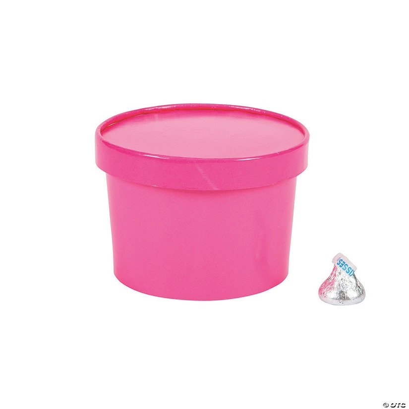 Pink Round Favor Boxes with Lid - 12 Pc.