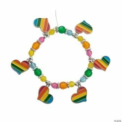 Rainbow Colors Beaded Charm Bracelet Craft Kit - Makes 12
