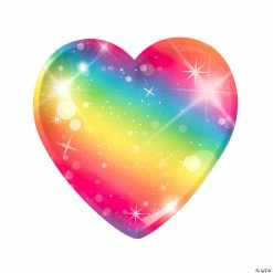 Rainbow Heart-Shaped Dinner Plates - 8 Ct.