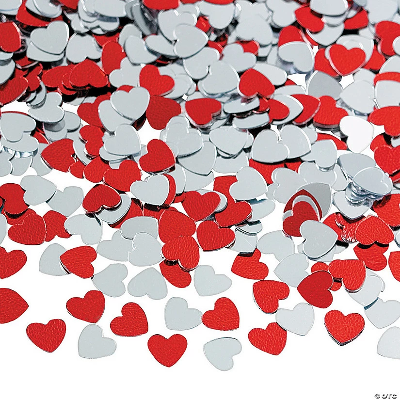 Red & Silver Heart Confetti