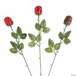 Red Foil-Wrapped Chocolate Candy Roses - 12 Pc.
