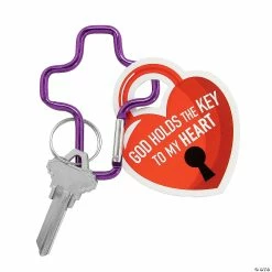 Religious Cross Clip Keychains Valentine Exchanges with Card for 12