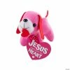 Religious Heart Stuffed Dog Valentine Exchanges with Card for 12