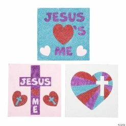 Religious Valentine Glitter Art Pictures - Makes 12