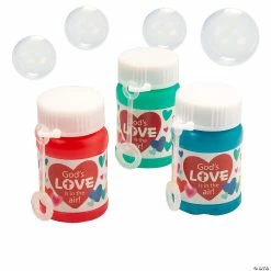 Religious Valentine Mini Bubble Bottles - 24 Pc.