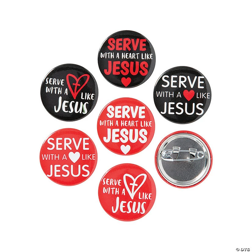 Serve with a Heart Like Jesus Mini Buttons - 48 Pc.