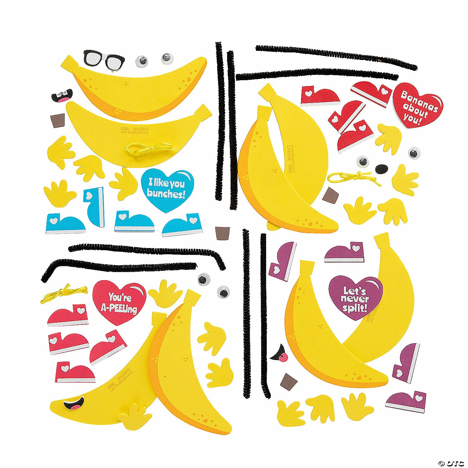 Silly Valentine Banana Ornament Craft Kit - Makes 12 - Image 2
