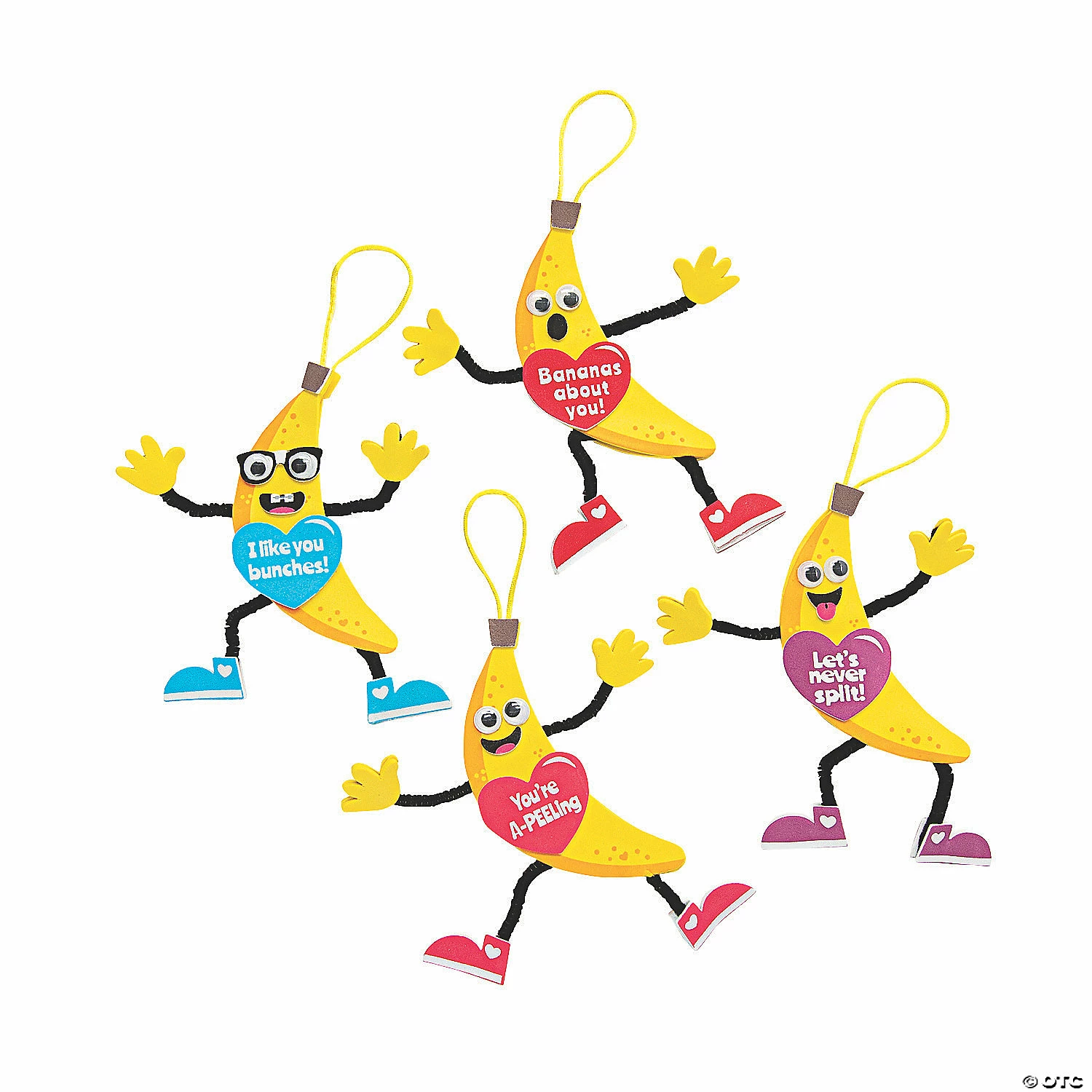 Silly Valentine Banana Ornament Craft Kit - Makes 12