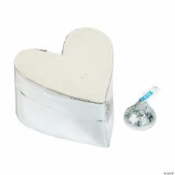 Silver Heart-Shaped Favor Boxes - 12 Pc.