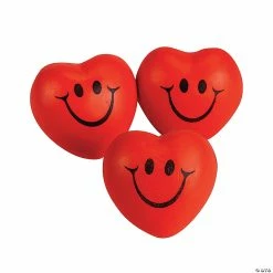 Smile Face Heart-Shaped Stress Balls - 12 Pc.