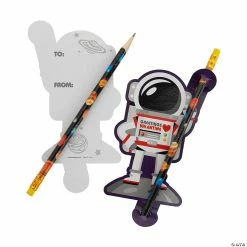 Solar System Pencils with Astronaut Valentine’s Day Card Handout for 24