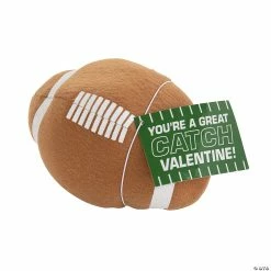 Stuffed Football Valentine Exchanges with Card for 12
