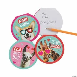 Valentine Goofy Animal Notepads - 24 Pc.