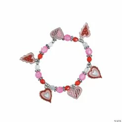 Valentine Heart Charm Bracelet Craft Kit - Makes 12