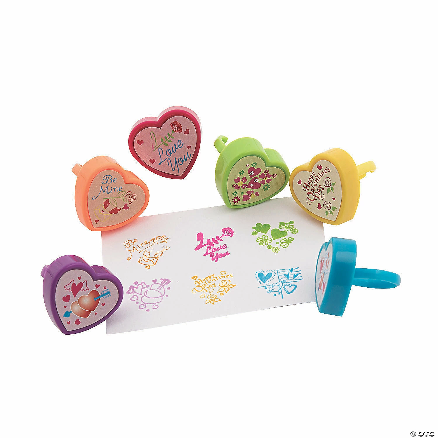 Valentine Heart-Shaped Stamper Rings - 12 Pc.