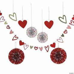 Valentine Hearts Hanging Decorating Kit – 9 Pc.
