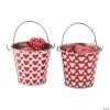 Valentine Pails with Chocolate Candy Hearts - 12 Pc.