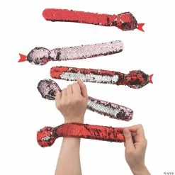 Valentine Reversible Sequin Snake Slap Bracelets - 12 Pc.