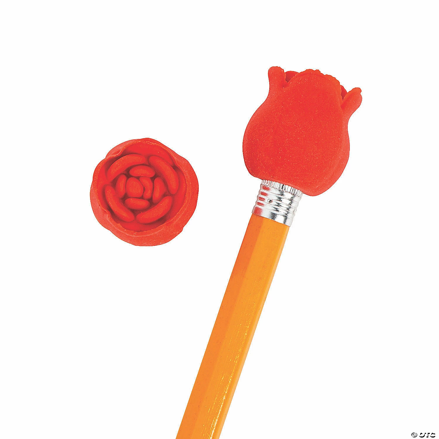 Valentine Rose Pencil Top Erasers - 72 Pc.