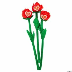 Valentine’s Day Bendable Stuffed Red Roses with Card - 12 Pc.