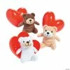 Valentine’s Day Hearts with Mini Stuffed Bears - 12 Pc.