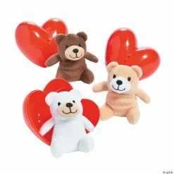 Valentine’s Day Hearts with Mini Stuffed Bears - 12 Pc.