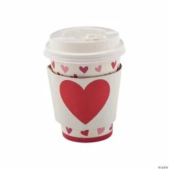 Valentine Small Coffee Cups with Lids & Sleeves - 12 Ct.
