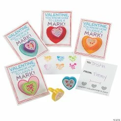 Valentine Stamper Rings with Card- 12 Pc.