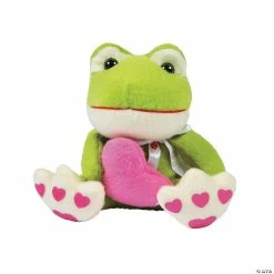 Valentine Stuffed Frogs with Pink Heart - 12 Pc.