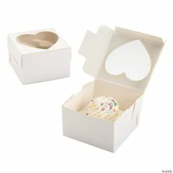 White Heart Cupcake Boxes - 12 Pc.