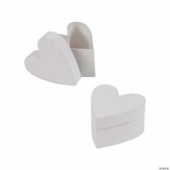 White Heart-Shaped Favor Boxes - 12 Pc.